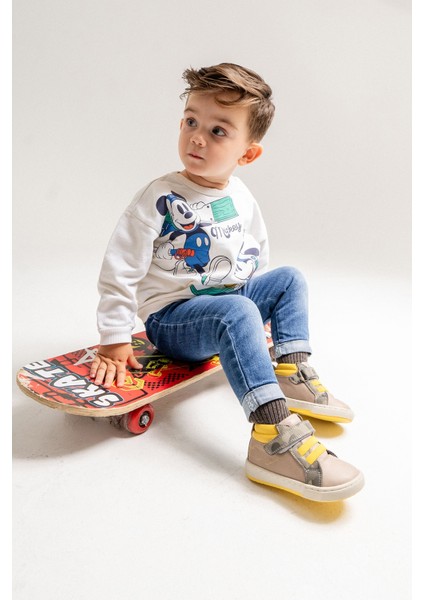 Erkek Çocuk Gri Hakiki Deri Suya Dayanıklı Anatomik Ilk Adım Bot