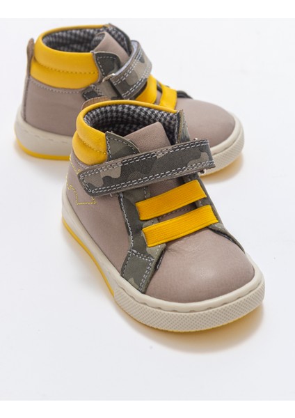 Erkek Çocuk Gri Hakiki Deri Suya Dayanıklı Anatomik Ilk Adım Bot fırsatları