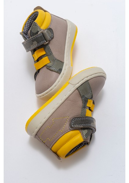 Erkek Çocuk Gri Hakiki Deri Suya Dayanıklı Anatomik Ilk Adım Bot indirimleri