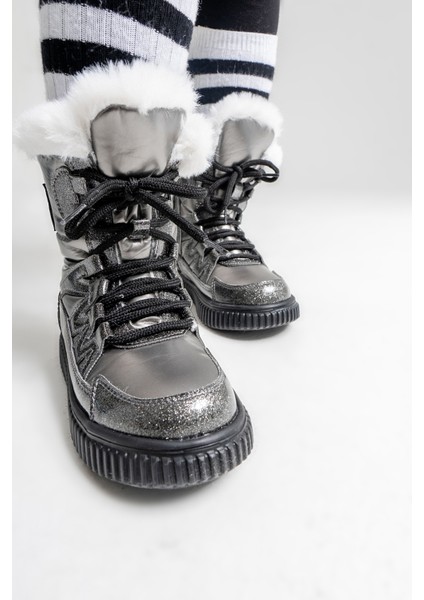 Kız Çocuk Platin Simli Rugan Deri Suya Dayanıklı Günlük Bot indirimleri