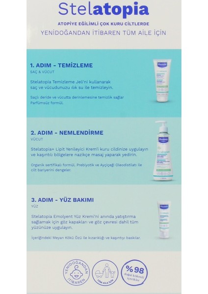 Stelatopia Bakım Seti Atopik ve Kuru Ciltler Için Lipit Yenileyici Krem + Şampuan + Yüz Krem modelleri
