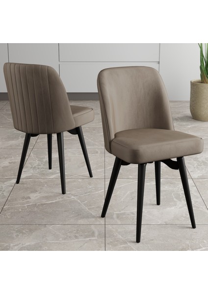 Jiva Serisi 6 Adet Cappucino Sandalye 360°C Döner Mutfak Sandalyesi Siyah Metal Ayaklı fiyatları