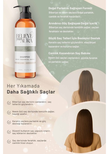 Biberiye ve Neem Yağı Şampuanı - Kepek Önleyici Parlaklık Verici Doğal Saç Bakım Şampuanı - 400 ml fırsatları