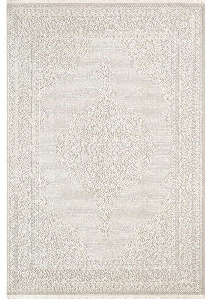 Cotto Motto TT007W Krem Halı Klasik Çerçeveli Desen Pamuk Taban Yıkanabilir Salon Mutfak Halısı fiyatları