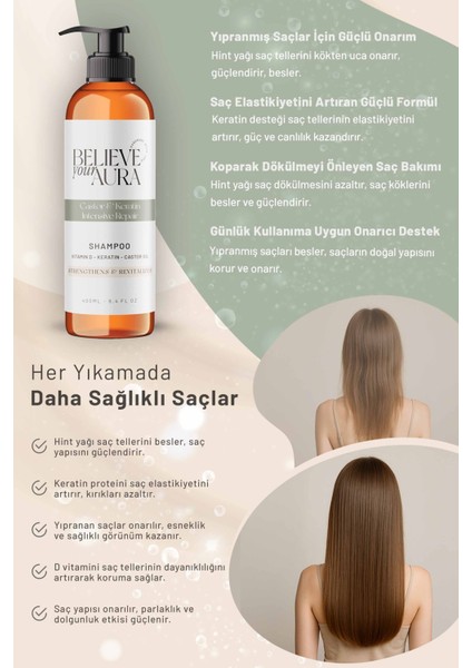 Hint Yağı Şampuanı - D Vitamini Keratin Güçlendirici Canlandırıcı Doğal Saç Bakım Şampuanı - 400 ml fırsatları