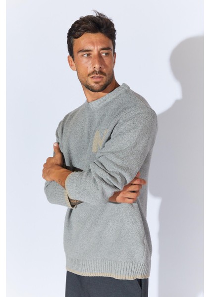 Erkek Antrasit Bisiklet Yaka Buklet Kazak modelleri