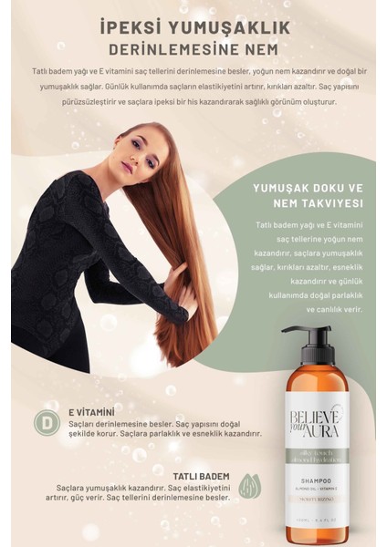 Tatlı Badem Yağı Şampuanı - E Vitaminli Nemlendirici Doğal Saç Bakım Şampuanı - 400 ml modelleri