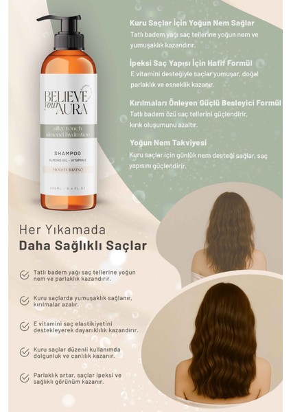 Tatlı Badem Yağı Şampuanı - E Vitaminli Nemlendirici Doğal Saç Bakım Şampuanı - 400 ml fırsatları