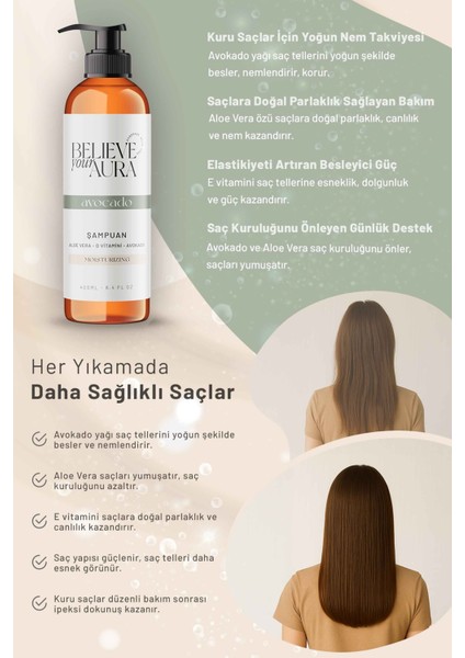 Avokado Yağı Şampuanı - Nemlendirici Elektriklenme Önleyici Doğal Saç Bakım Şampuanı - 400 ml fırsatları