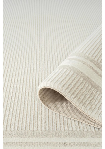 Cotto Motto TT006W Krem Halı Klasik Çerçeveli Desen Pamuk Taban Yıkanabilir Salon Mutfak Halısı modelleri