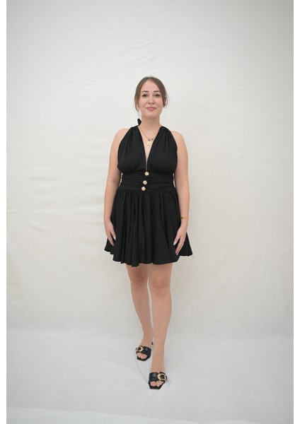 Boyundan Bağlamalı Mini Elbise