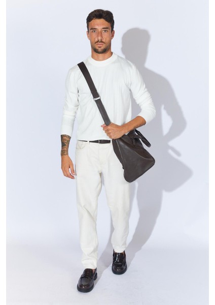 Erkek Ekru Bisiklet Yaka Corspan Kazak indirimleri