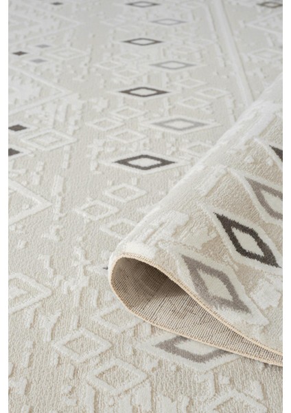 Cotto Motto TT008A Krem Halı Modern Geometrik Desen Pamuk Taban Yıkanabilir Salon Mutfak Halısı modelleri