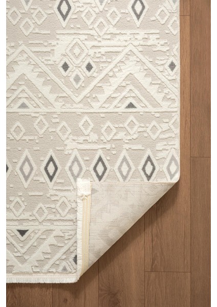 Cotto Motto TT008A Krem Halı Modern Geometrik Desen Pamuk Taban Yıkanabilir Salon Mutfak Halısı indirimleri