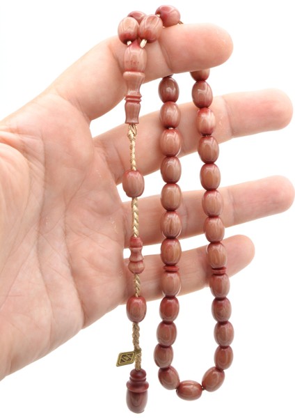 Cüneyd Hasan Imzalı Çift Çekim Fıçı Kesim Eskitme Bej Katalin Tesbih modelleri