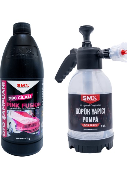 %90 Cilalı Pink Fusion Oto Şampuanı 750 ml ve Köpükpompası