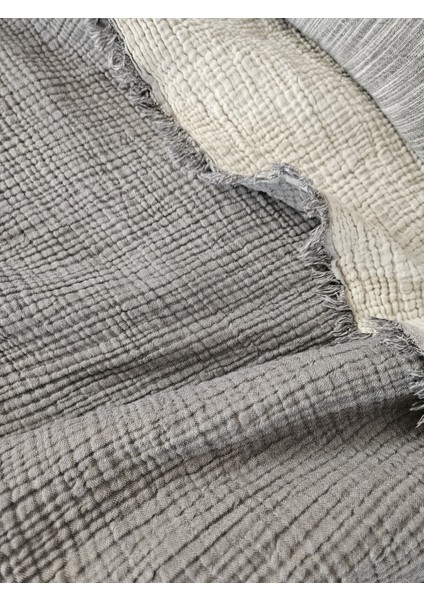 Mia Home & Baby 4 Kat Müslin Tek Kişilik Gri/Ekru 175x240 cm Yatak Örtüsü - Pike