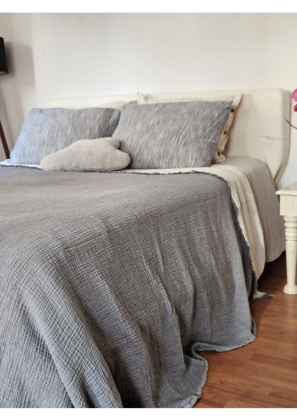 Mia Home & Baby 4 Kat Müslin Tek Kişilik Gri/Ekru 175x240 cm Yatak Örtüsü - Pike modelleri