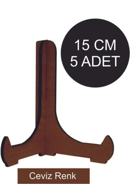 Ceviz Ahşap Çerçeve Tabak Ayağı Standı 5 Adet