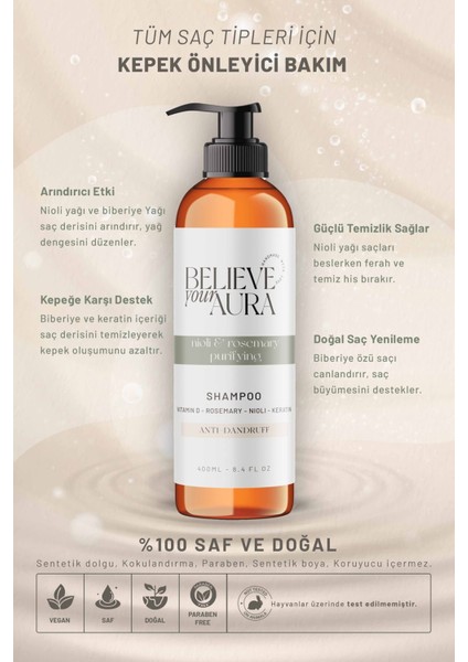 Nioli & Biberiye Yağı Şampuanı - Kepek Karşıtı Arındıcı Doğal Saç Bakım Şampuanı - 400 ml fiyatları