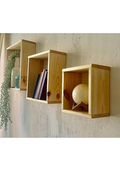 Ahşap Çok Amaçlı Raf Dolap Montesori 3 Lü Set DARKOOB01