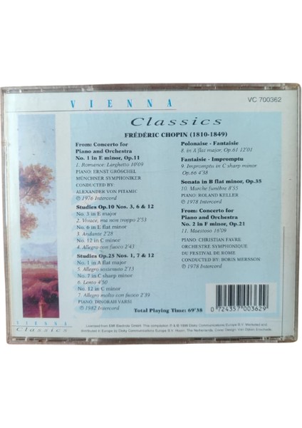 Vıenna Classics Chopin Highlights From His Masterpieces- Cd- 1996