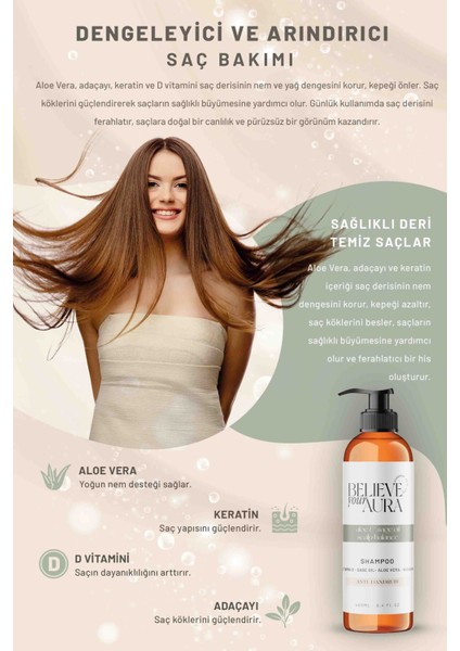 Adaçayı Yağı Şampuanı - D Vitamini Keratin Aloe Vera Kepek Karşıtı Doğal Saç Bakım Şampuanı - 400 ml modelleri