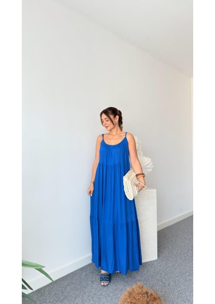 Askılı Maxi Slip Uzun Elbise