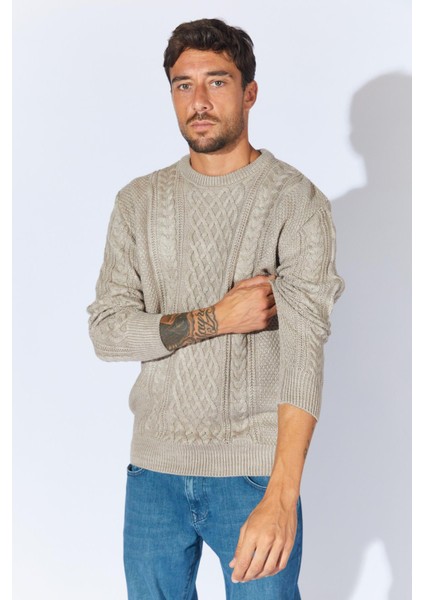 Erkek Vizon Bisiklet Yaka Saç Örgü Triko modelleri