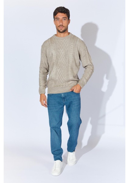 Erkek Vizon Bisiklet Yaka Saç Örgü Triko fırsatları