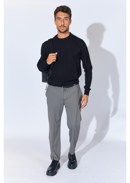 Erkek Siyah Bisiklet Yaka Corspan Kazak fırsatları