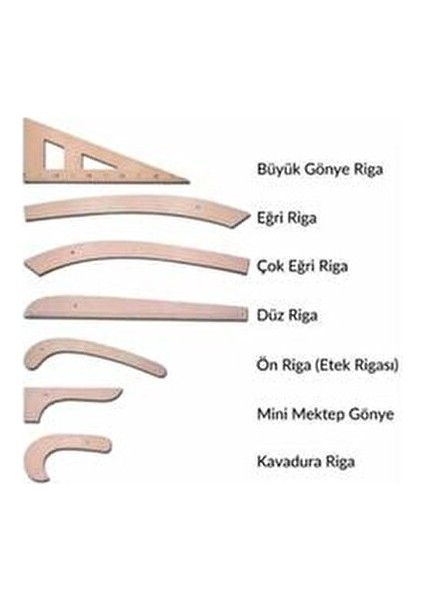 7 Parça Ahşap Riga Seti ve Modelist Gönyesi Riga Takımı Cetvel Ahsap Riga Seti 1 fiyatları