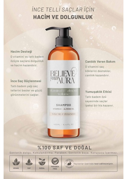 Tatlı Badem Yağı Şampuanı - D Vitaminli Hacim Veren Dolgunlaştıran Doğal Saç Bakım Şampuanı - 400 ml fiyatları