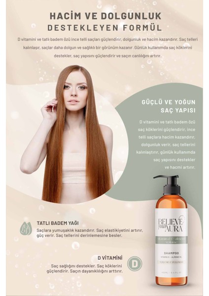 Tatlı Badem Yağı Şampuanı - D Vitaminli Hacim Veren Dolgunlaştıran Doğal Saç Bakım Şampuanı - 400 ml modelleri