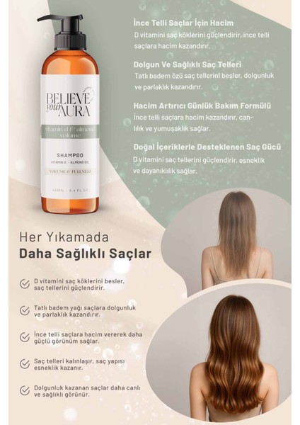 Tatlı Badem Yağı Şampuanı - D Vitaminli Hacim Veren Dolgunlaştıran Doğal Saç Bakım Şampuanı - 400 ml fırsatları