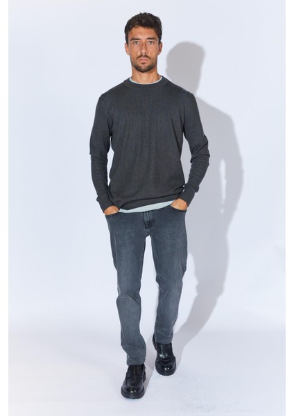 Erkek Antrasit Bisiklet Yaka Corspan Kazak fırsatları