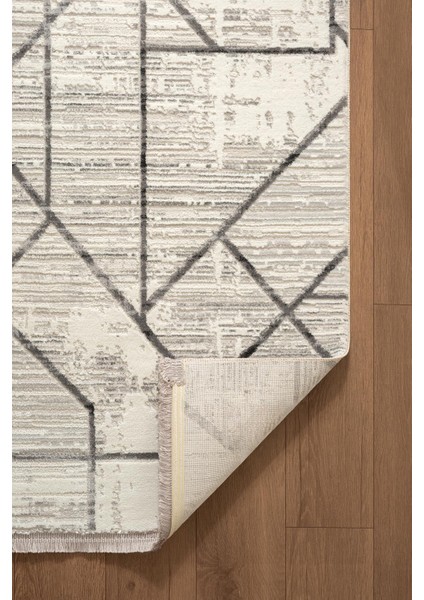 Cotto Motto TT005A Krem Halı Modern Dekoratif Çizgili Pamuk Taban Yıkanabilir Salon Mutfak Halısı indirimleri