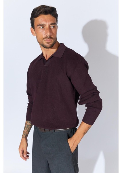 Erkek Bordo Ayaklı V Yaka Fitilli Basic Triko fiyatları