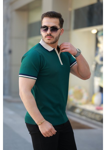 Erkek Renkli Yaka Kısa Kollu Tişört modelleri