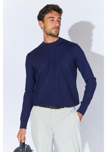 Erkek Lacivert Bisiklet Yaka Corspan Kazak modelleri