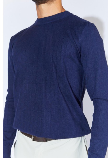 Erkek Lacivert Bisiklet Yaka Corspan Kazak indirimleri