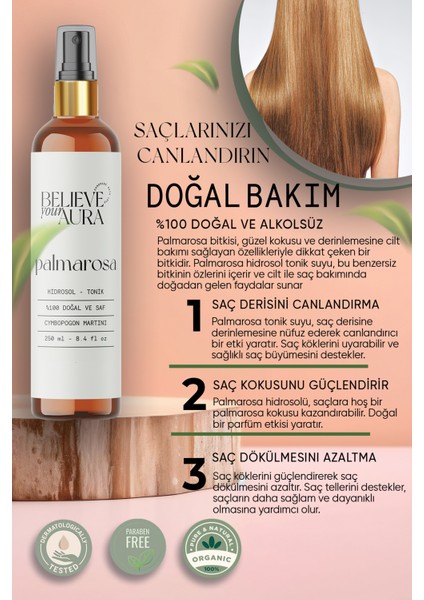 Palmarosa Suyu %100 Saf ve Doğal Akne Karşıtı Sıkılaştırıcı Tonik - 250 ml modelleri