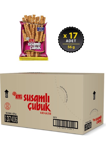 Çubuk Kraker 56 g x 17 Adet Buğday Unu ve Susamlı Türkiye Üretimi Kıtır Atıştırmalık indirimleri