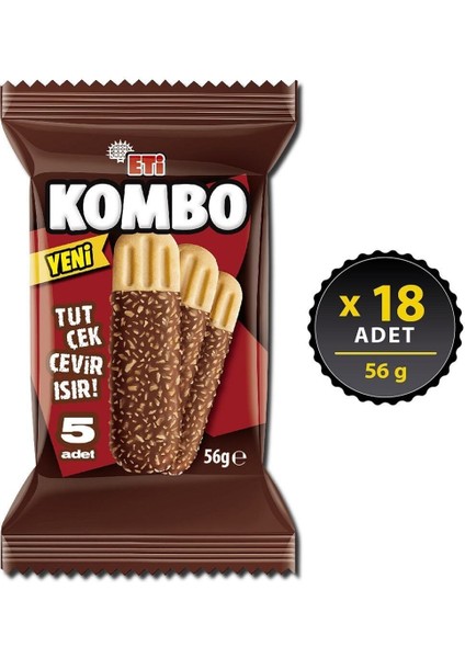 Kombo Kavrulmuş Hindistan Cevizi ve Çikolata Kaplamalı Bisküvi 56 g 18'li Ekonomik Paket fırsatları