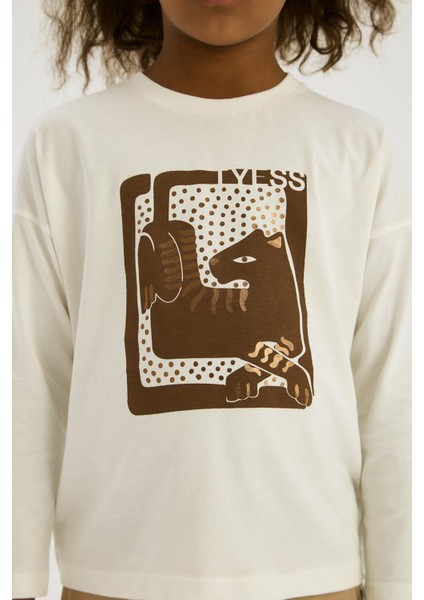 Bg Store Kız Çocuk Ekru Tshirt modelleri