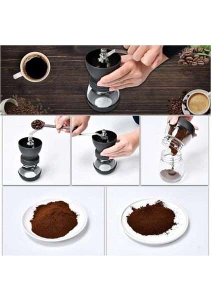 Cam ve Seramik Gövdeli El Tipi Kahve Değirmeni Kalın ve İnce Ayar Seçenekli Dayanıklı Tasarım