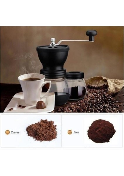 Cam ve Seramik Gövdeli El Tipi Kahve Değirmeni Kalın ve İnce Ayar Seçenekli Dayanıklı Tasarım
