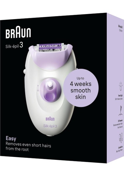 Silk-Épil 3 3-000 Epilatör 20 Cımbızlı 2 Hızlı Yıkanabilir Başlık Kuru Kullanım Kablolu