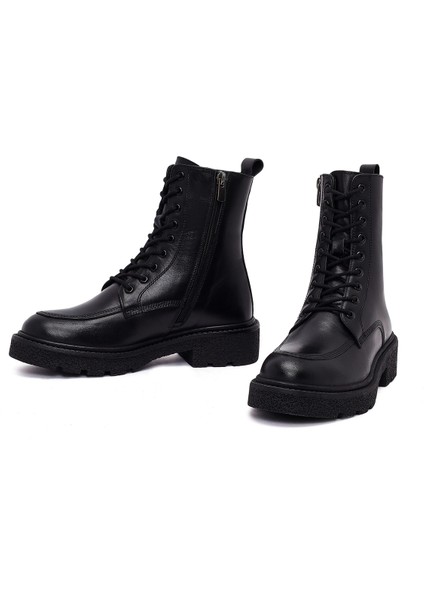 Kadın Siyah Fermuarlı Kalın Tabanlı Deri Postal Bot 25WFD511518 modelleri
