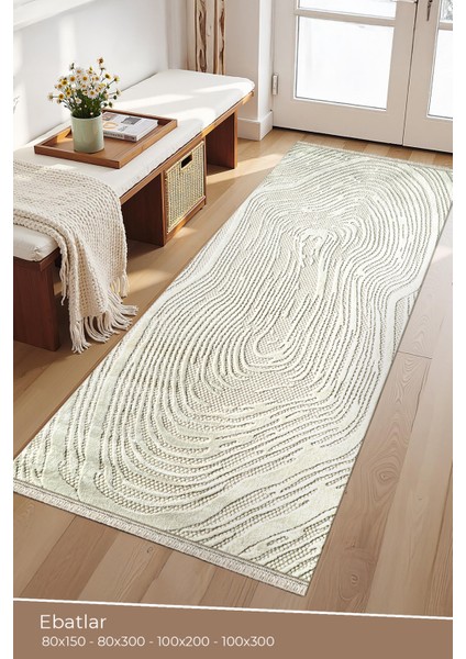 Amorf AR003 Krem Yumuşak Dokulu Salon Mutfak Koridor Oturma Odası Yolluk Halı Makine Halısı